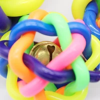 jmt rainbow pet rubber chew toy ball with colorful bell bite resistant clean dog chew puppy training toy for puppy funny dogs ca
