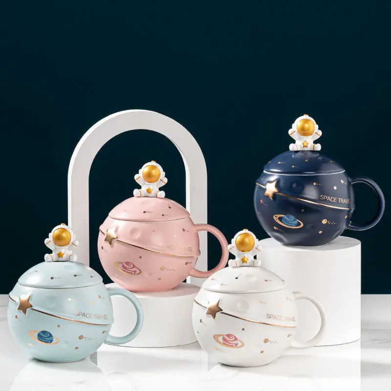 

1pc Ceramics Coffee Cup with Cover European Style Cute Ceramic Mug Top-grade Porcelain Tea Cup Household Drinking Utensils