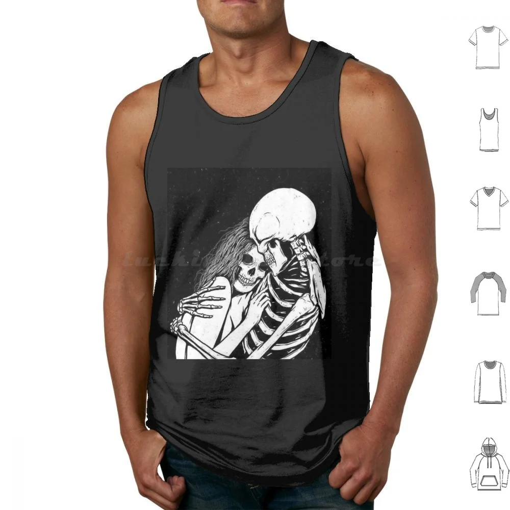 

The Lovers Tank Tops Vest Sleeveless Love Tarot Skull Flower Skeleton Couple Death Occult Dead Kiss