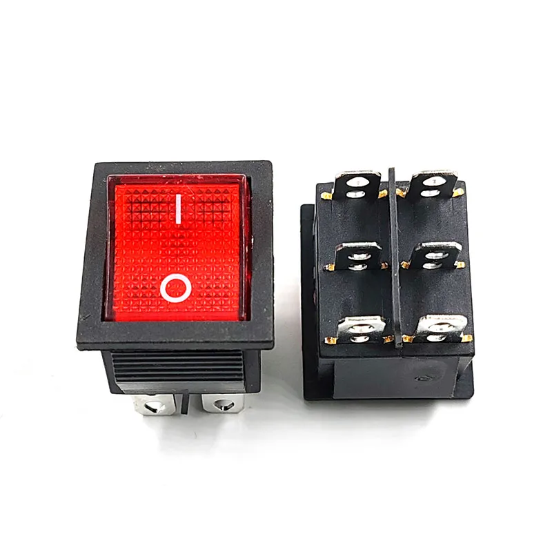 KCD4 Красный кулисный переключатель 250 В 16 А 6-контактный электрический выключатель