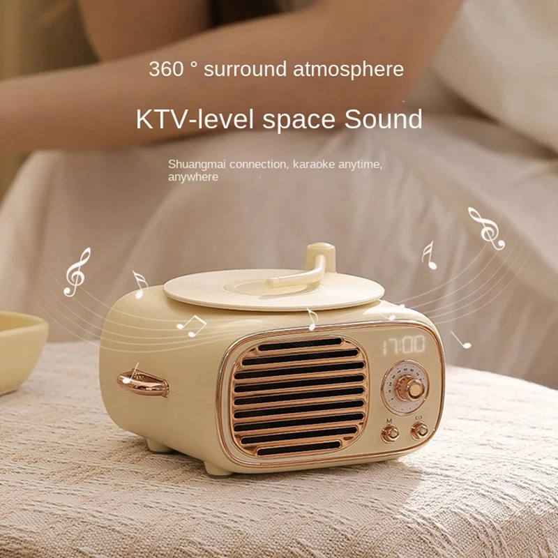 Старомодные винтажные маленькие Bluetooth-колонки с часами Портативные