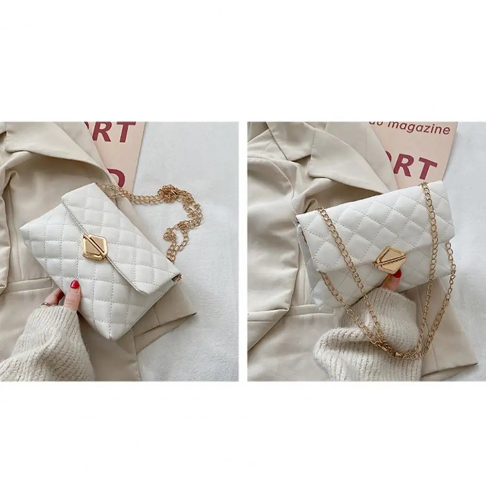 Ультратонкая сумка через плечо стильная на цепочке с замком легкая прочная