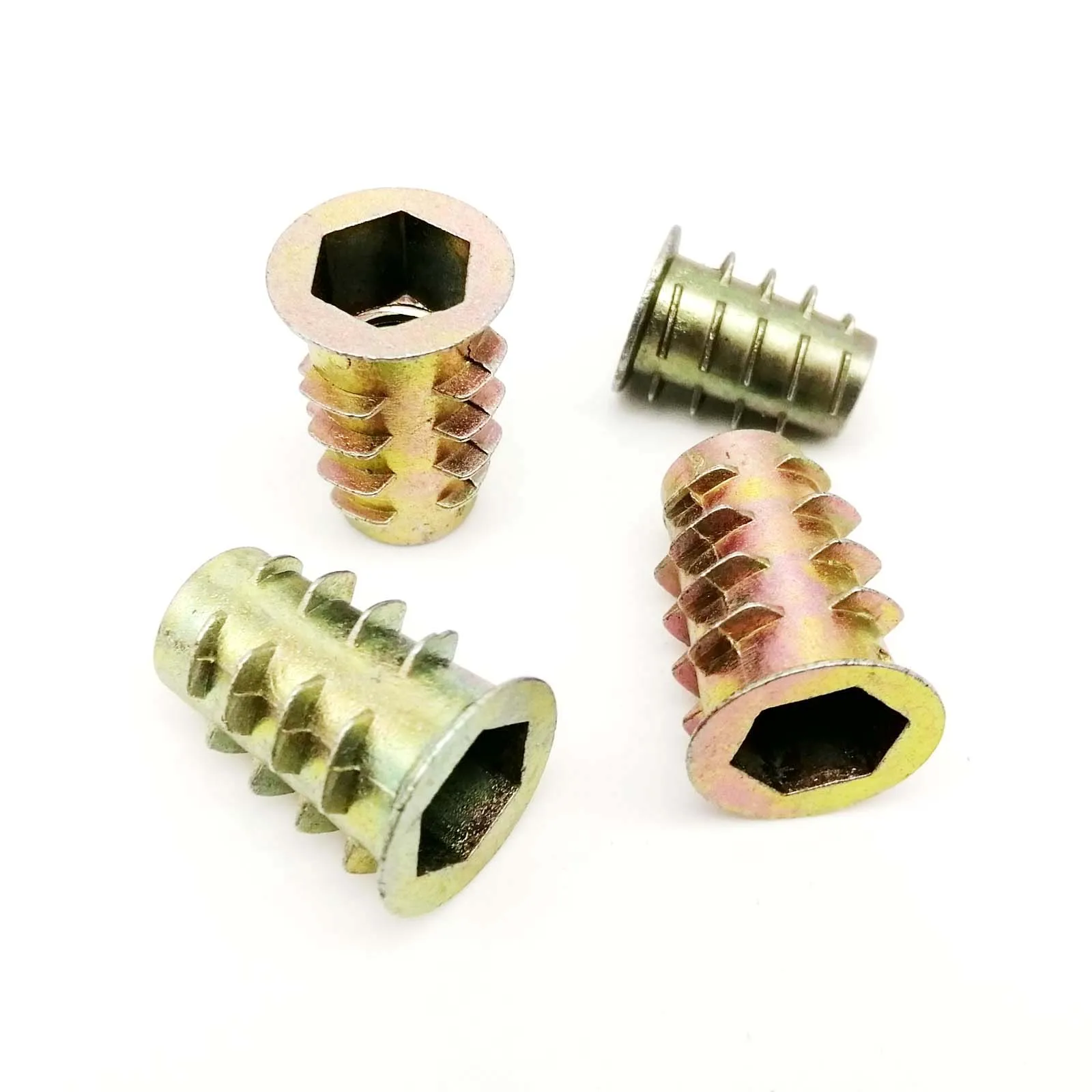 

10/20/30/50pcs M4 M5 M6 M8 M10 Furniture Cabinet Bed Hexagon Hex Socket Head Embedded Insert Nut E-Nut Inside and Outside Thread