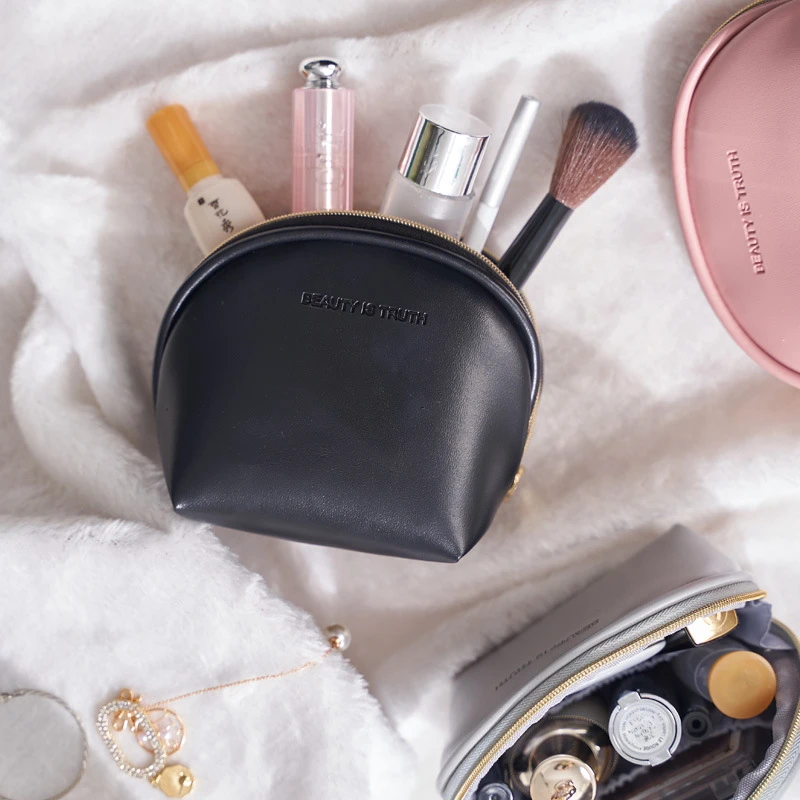 

Mini Small Makeup Bags for Women Waterproof Leather Portable Cosmetic Bag Organizer Travel Lipstick Bag Beauty Case Solid Color
