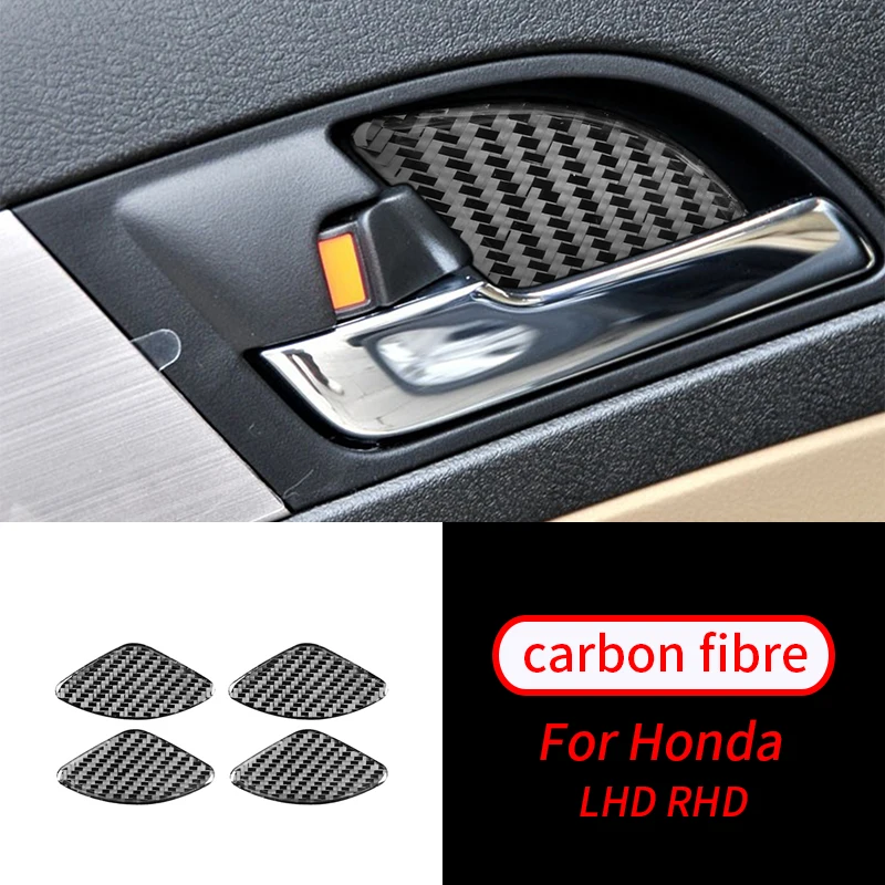 

For Honda CRV 2007-2011 4Pcs Real Carbon Fiber Door Handle Interior Bowl Sticker Trim Car Interior Accessories