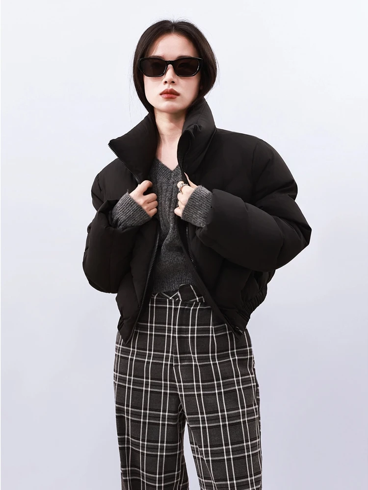 Повседневный модный пуховик на молнии женская теплая водолазка коричневого и