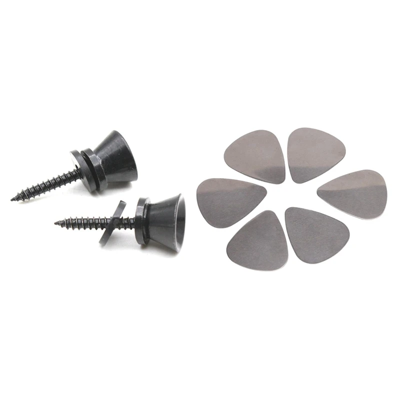 

Замок для гитарного ремня 2 шт., шпильки Peg Metal Black с 6X медиаторами для гитары из нержавеющей стали, серебристый