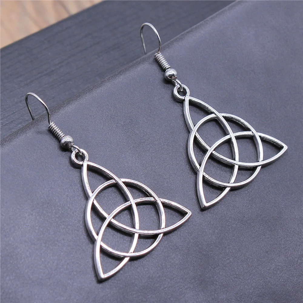 Серьги-подвески Triquetra с символом женские Винтажные висячие серьги модные