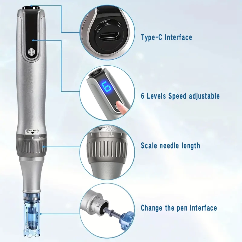 Фото Dr Pen M8S Новая серия. Новый аппарат Dr. Pen M8S с насадками R Nano 12 шт. + 18-контактными насадками 10 шт. / Длина 0,25 мм №5