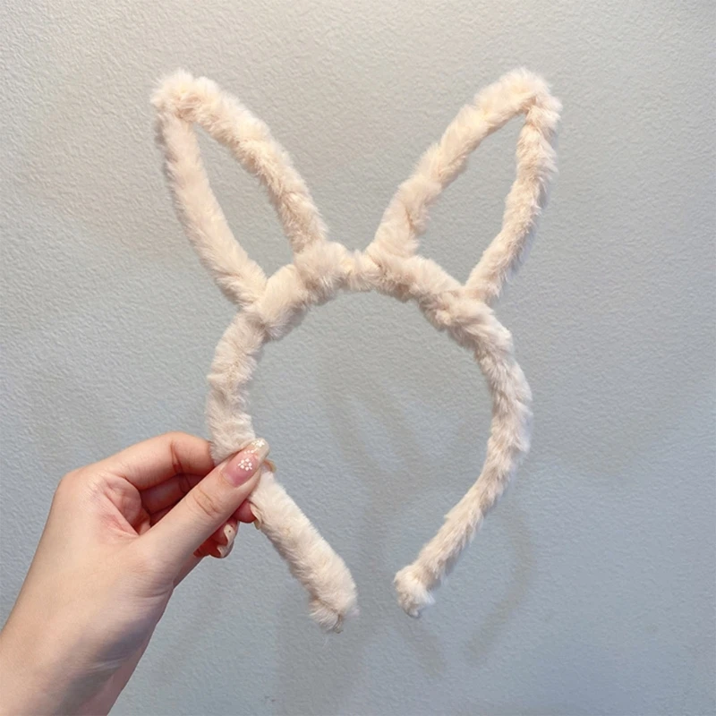 

40GC Bunny Ears Headband Cute Plush Rabbit Ears for All-Age Daily Wearing Costume Cosplay Party Women Girls Hair Accessories