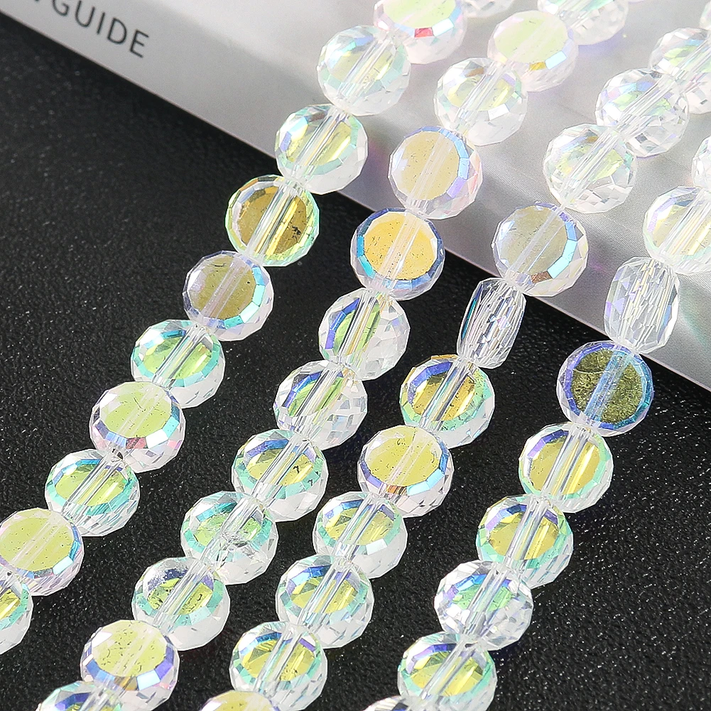 

80PC/1 String 8MM AB Color Wheel Shaped Candy Glass Bead Loose Spacing Crystal Beads for Jewelry Making DIY Bracelets Finding