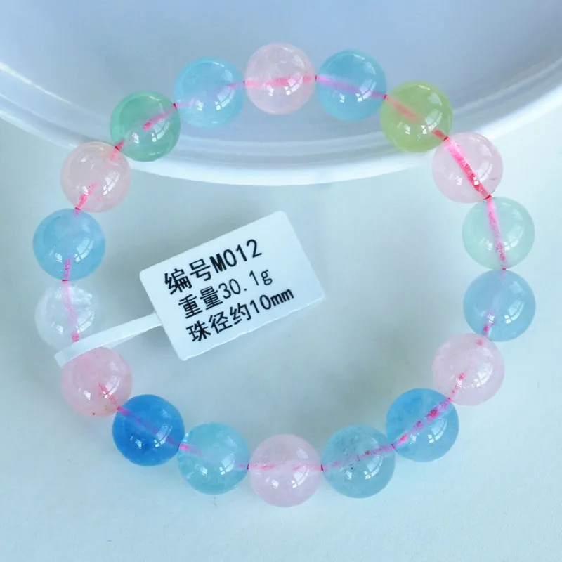 

Natural Colorful Morganite Quartz Beryl Round Beads Bracelet Crystal Blue Morganite Women Men 7mm 8mm 9mm 10mm AAAAA