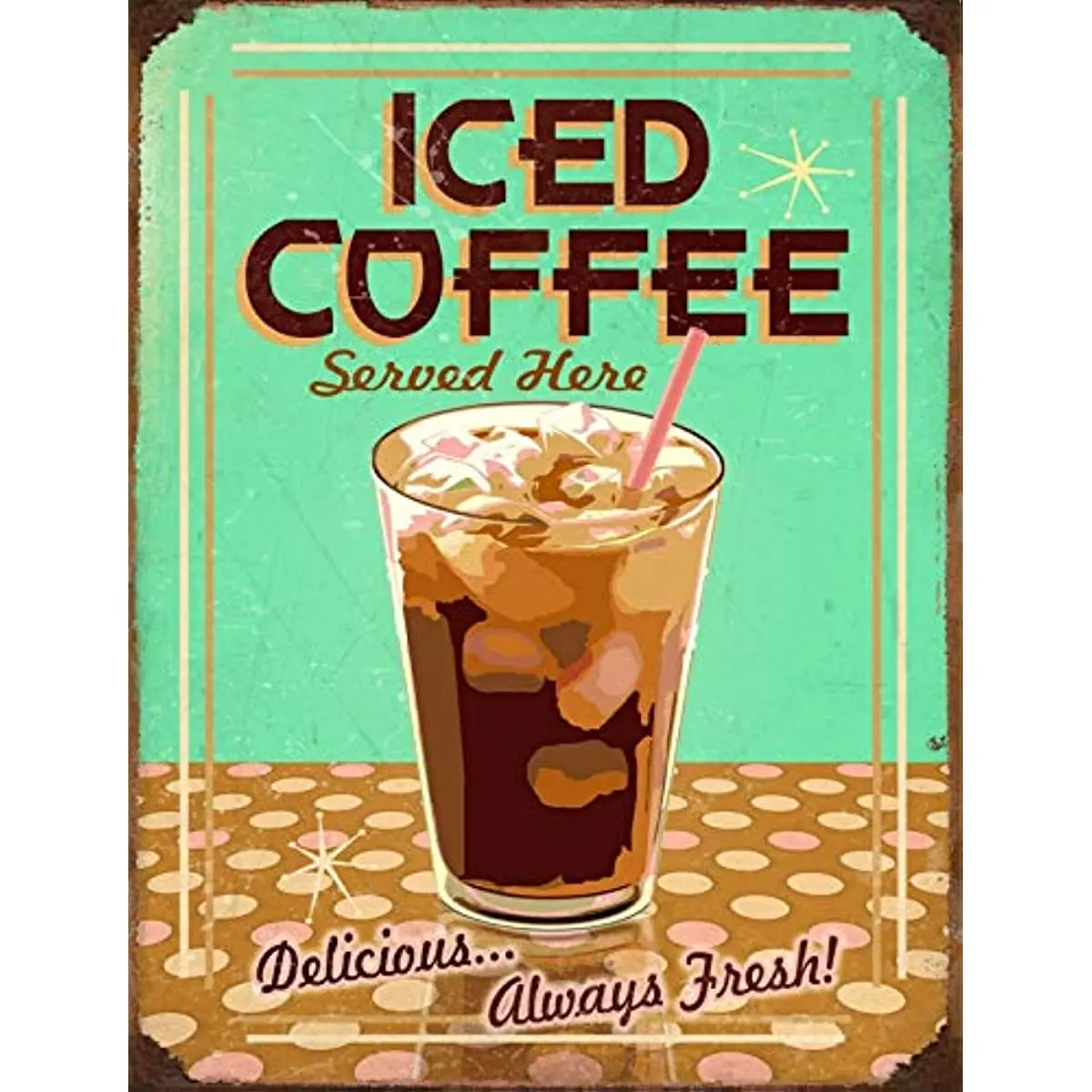 

Свежие запеченные товары в американском стиле, металлический жестяной знак, холодный кофе для кафе, баров, пабов, магазинов, стена, смешная искусственная настенная табличка