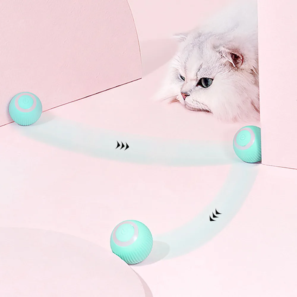 

USB Intelligent Interactive Cat Toy Self Rotating Ball Automatic Rotation Ball Feather Toy LED Magic Roller Ball For Cat Dog Kid