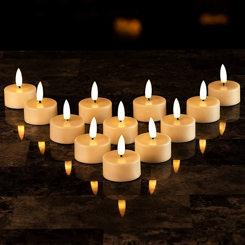 

Electronic LED Tea Light Candles Realistic Battery-Powered Flameless Candles For Home Bedrrom Party Wedding Festival Decor