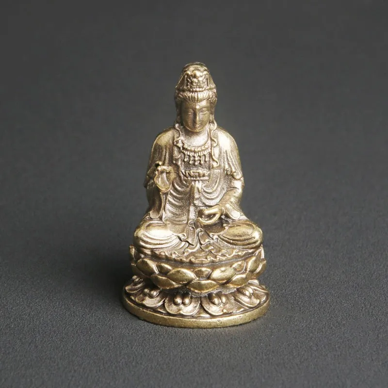 

Antique Brass Guanyin Bodhisattva Like Desktop Decoration Buddha Statue Religious Crafts