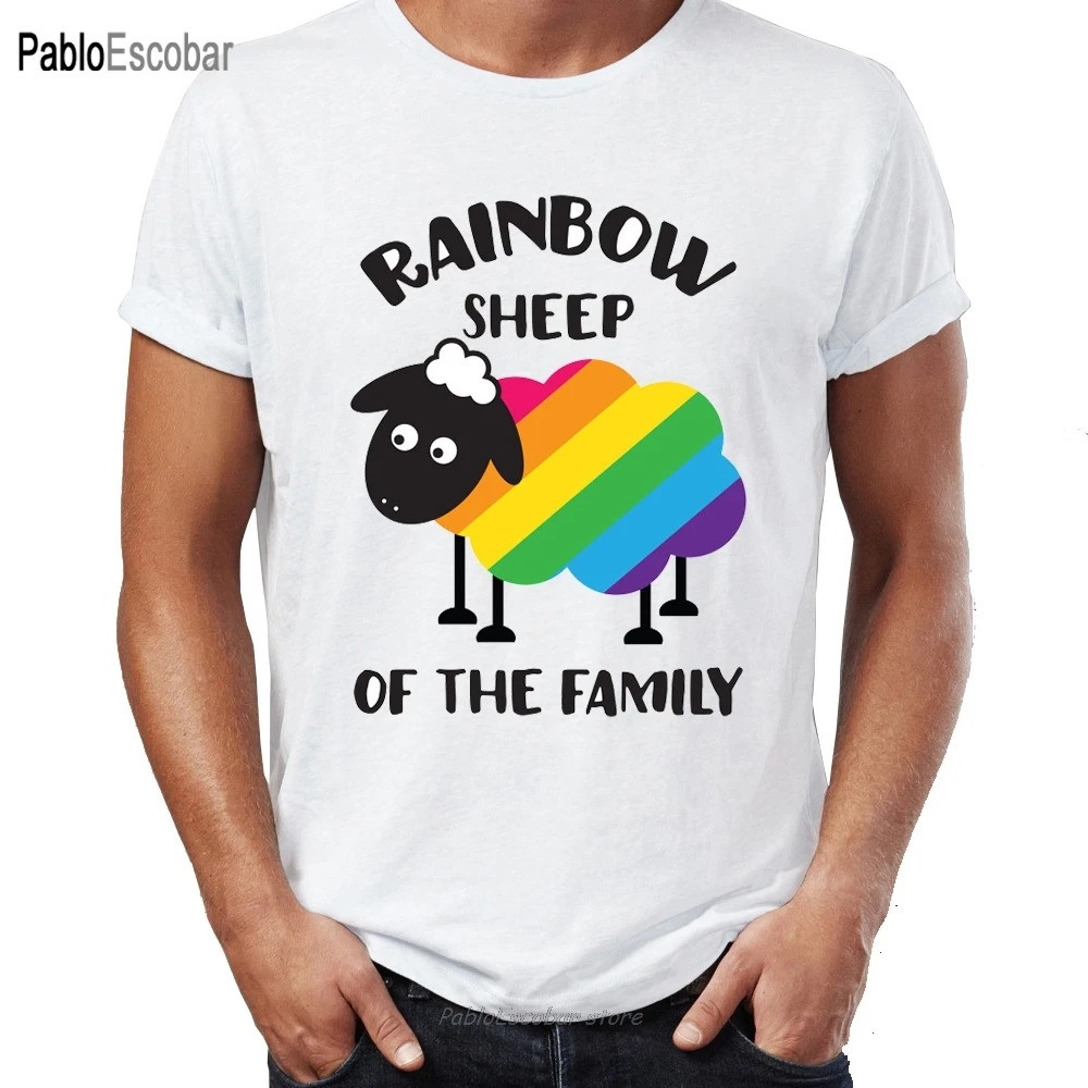 

Brand New Men T Shirts 100% Cotton GLBT Gay Pride Unicorn Funny Rainbow Sheep Awesome Artsy Printed O-neck Tee Shirts Oversize