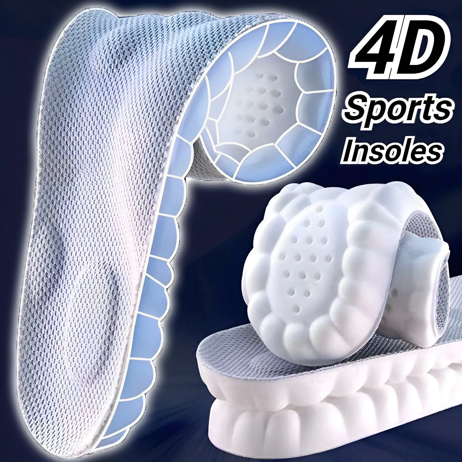 4D Massage Shoes Insoles Super Soft Sports Insole for Feet Running Baskets Shoe Sole Arch Support Orthopedic Inserts Unisex