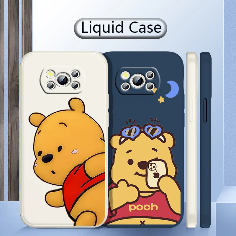 

Winnie the Pooh cute For Xiao POCO F4 M4 X4 X3 F3 M3 C3 F2 X2 F1 GT Pro NFC Liquid Rope Shockproof Phone Case