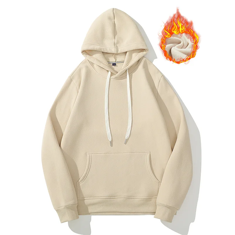 

Autumn and winter hoodie European men's plush loose hooded sweater pullover European and American men's sweater