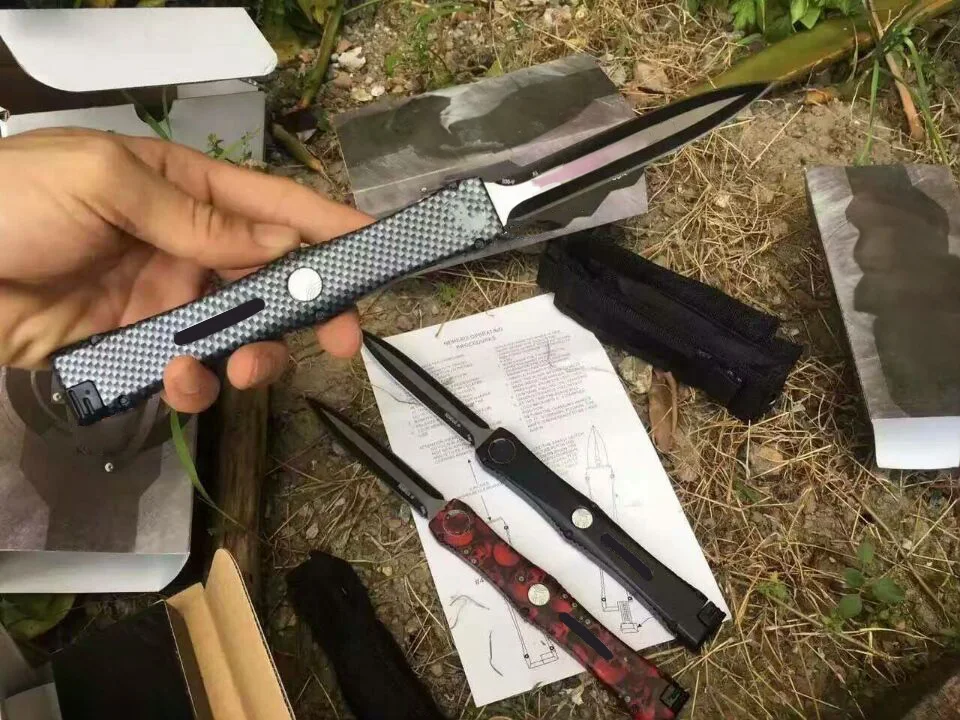 

Micro OTF Tech Knife Goldness Series S30V Steel Blade 58HRC Hardness Zinc Aluminum Alloy Handle Outdoor Self Defense PocketKnife