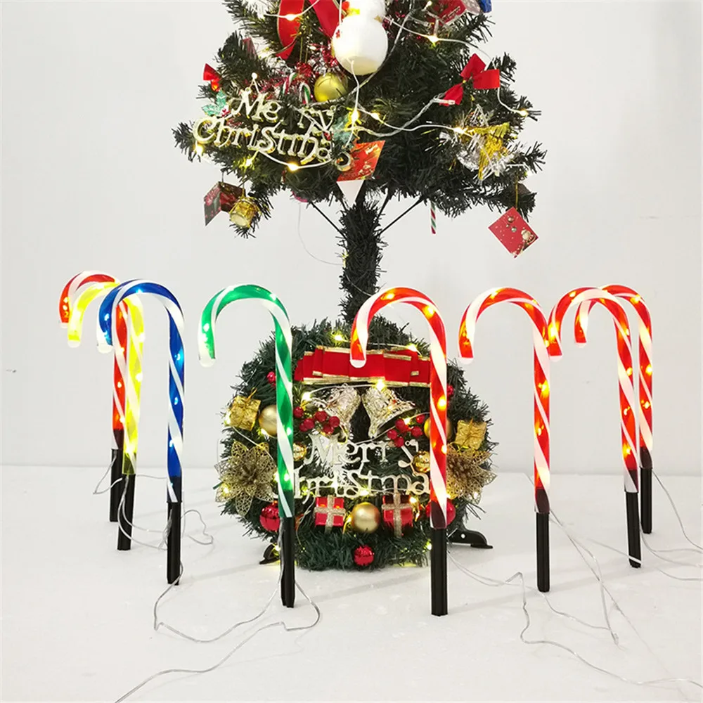 

Solor Waterproof Christmas Candy Cane Lights Outdoor Snowman LED String Lawn Lamp New Year for Garden Xmas Party Decoration