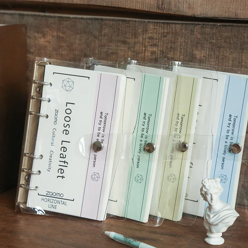 

Creative Cute Transparent Notebook 6Hole Loose-leaf Hand Book Planner Organizer Binder Books Journal Diary Office Supplies