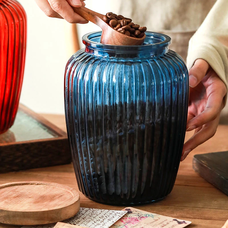 Красочный Стеклянный Горшок для кухни герметичная Стеклянная банка пищевых
