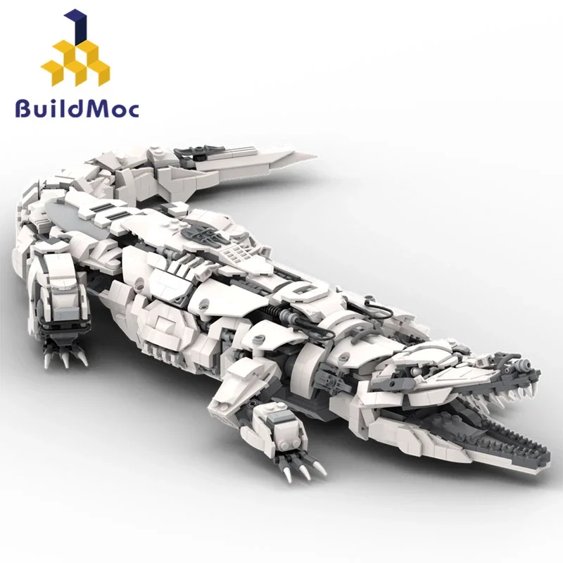 

BuildMoc Horizon Mecha Crocodile Monster Building Blocks Set Zero Dawn Reptile Animal Bricks DIY Toys For Children Birthday Gift