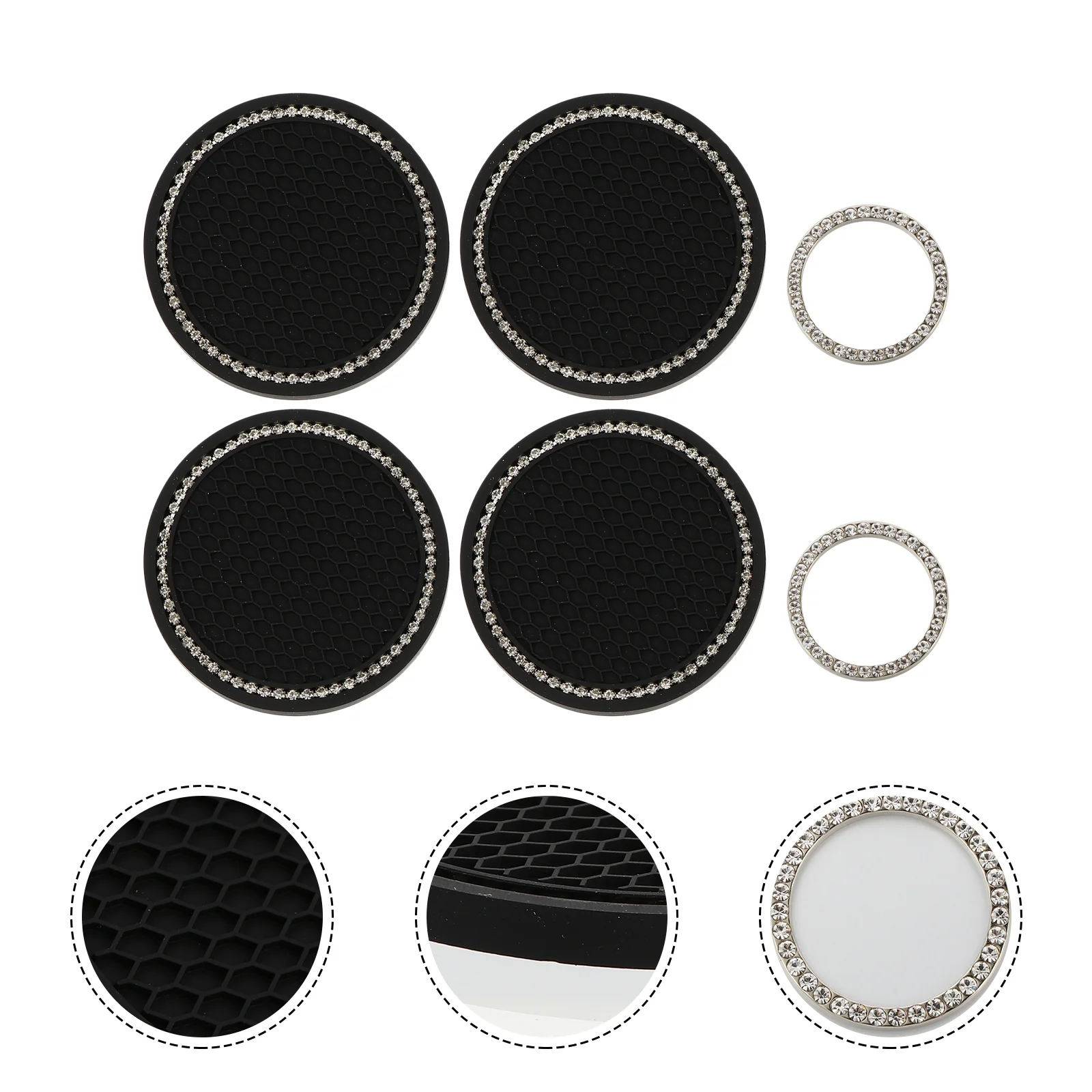 

Car Coaster Decorative Ring Interior Accessories Universal Cup Mat Anti-slip Pad Non-slip