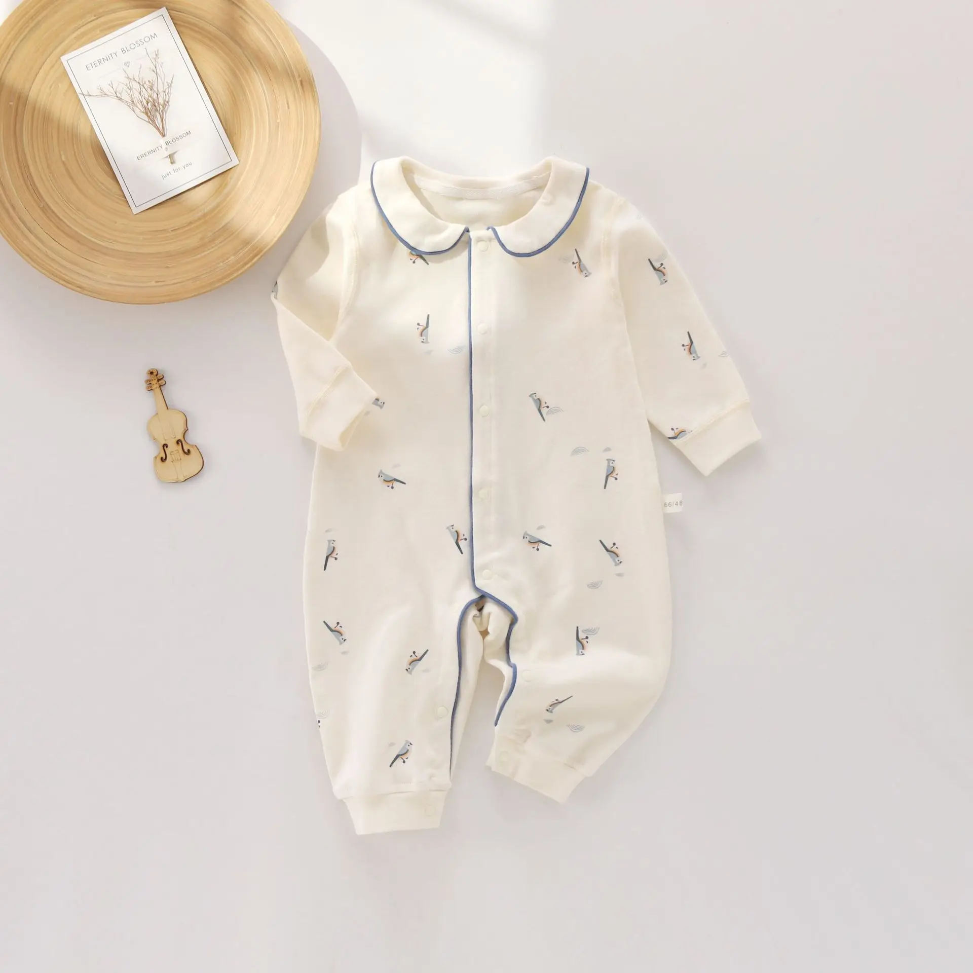 

Newborn Infant Baby Boys Girls Rompers Spring Magpie Birds White 2022 Jumpsuit Long-sleeve Cute Cotton Toddler Overcoat
