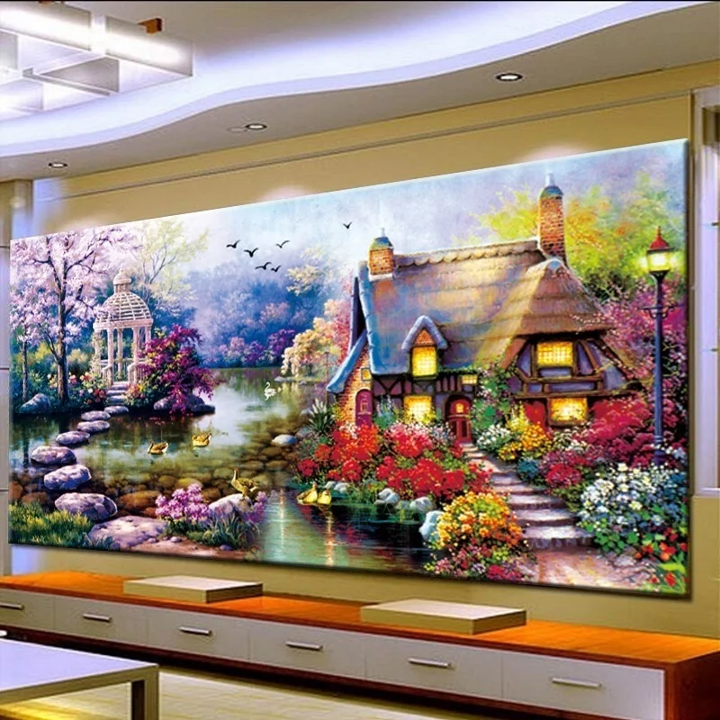 

5D Diamond Painting Garden Cottage Full Diamond Art Embroidery Office Living Room Bedroom Home Decore Diamond Cross Stitch Kits