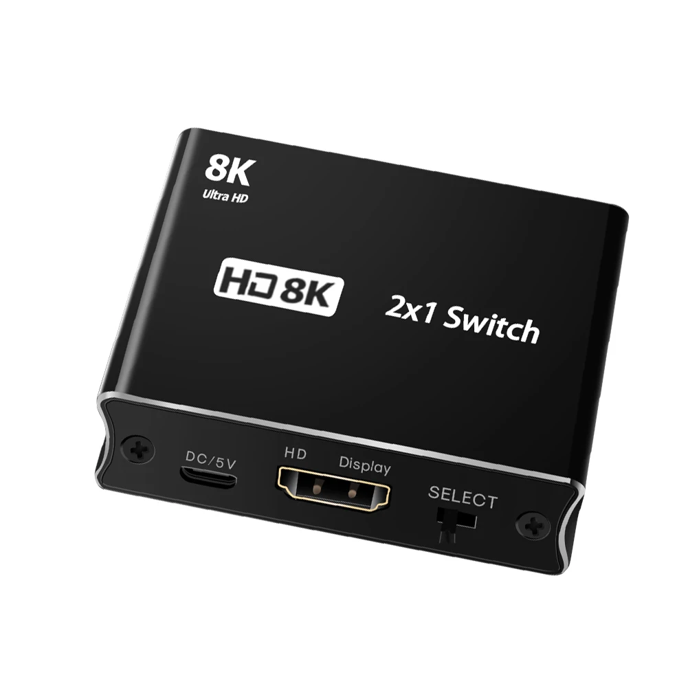 

8K Ultra HD Switch Adapter Switch Button 2.1 Projector Switcher 2 In 1 Out 8K@60Hz 4K@120Hz with Switch
