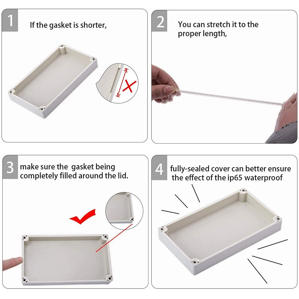 

Wiring Case Electrical Junction Box W/ Rubber Grommet W/ Screws Outdoor Replacement Waterproof 1pcs Engineering Box Light Gray