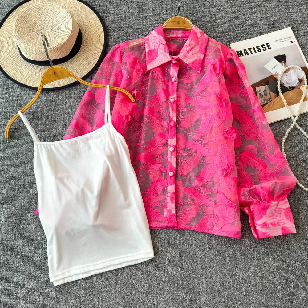 Шикарные женские комплекты из двух предметов однобортная блузка с длинным