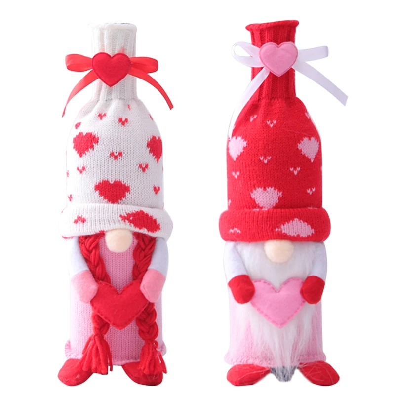 

Valentine's Day Couple Faceless Doll Adolph Bottle Set Wine Bottle Jacket