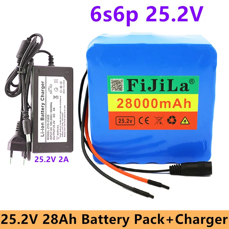 

Pack De Batteries Au Lithium 24V 28ah 6S6P 25.2V, Pour Moteur électrique De Vélo, Scooter, Fauteuil Roulant, Avec BMS Et Chargeu