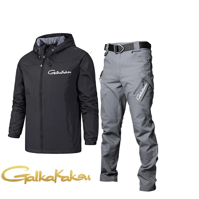

2022 Fishing Sets Clothing Jacket Pants Brand Hiking Suit Casual Solid Autumn Outdoor Sports Waterproof Windproof Clothes