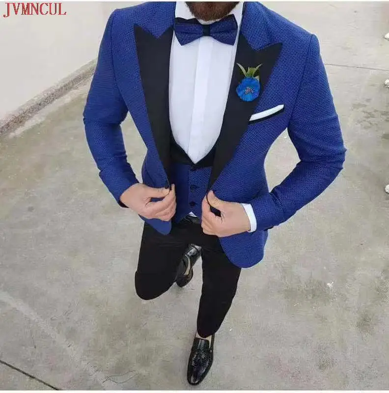 

2022 Tailor-Made Wedding Men Suits Slim Fit Tuxedo 3 Pieces Suits Groom Prom Blazer Jacket Black Pant Terno Masculino Suits