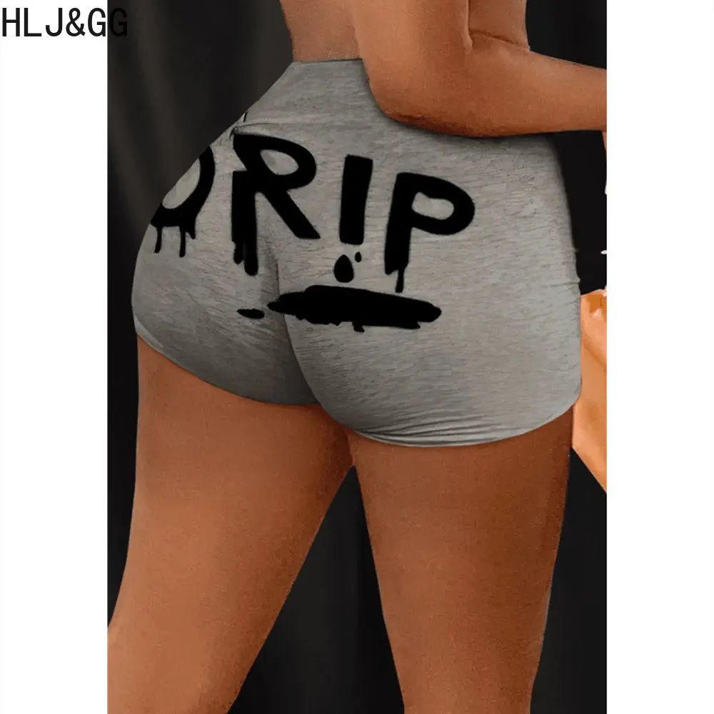 HLJ&GG Sexy Y2K Print Skinny Shorts Fashion Higt Waist Biker Shorts Summer Spicy Girl Streetwear Casual Sporty Shorts Bottoms