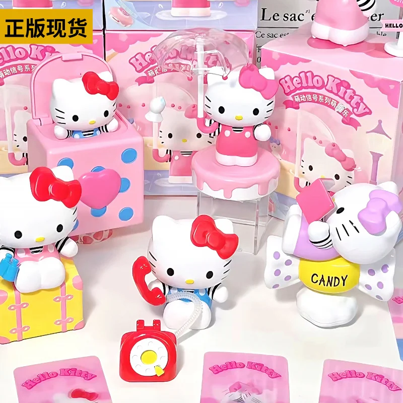 Новый Sanrio Hello Kitty милая сигнальная серия заводное подвижное настольное украшение