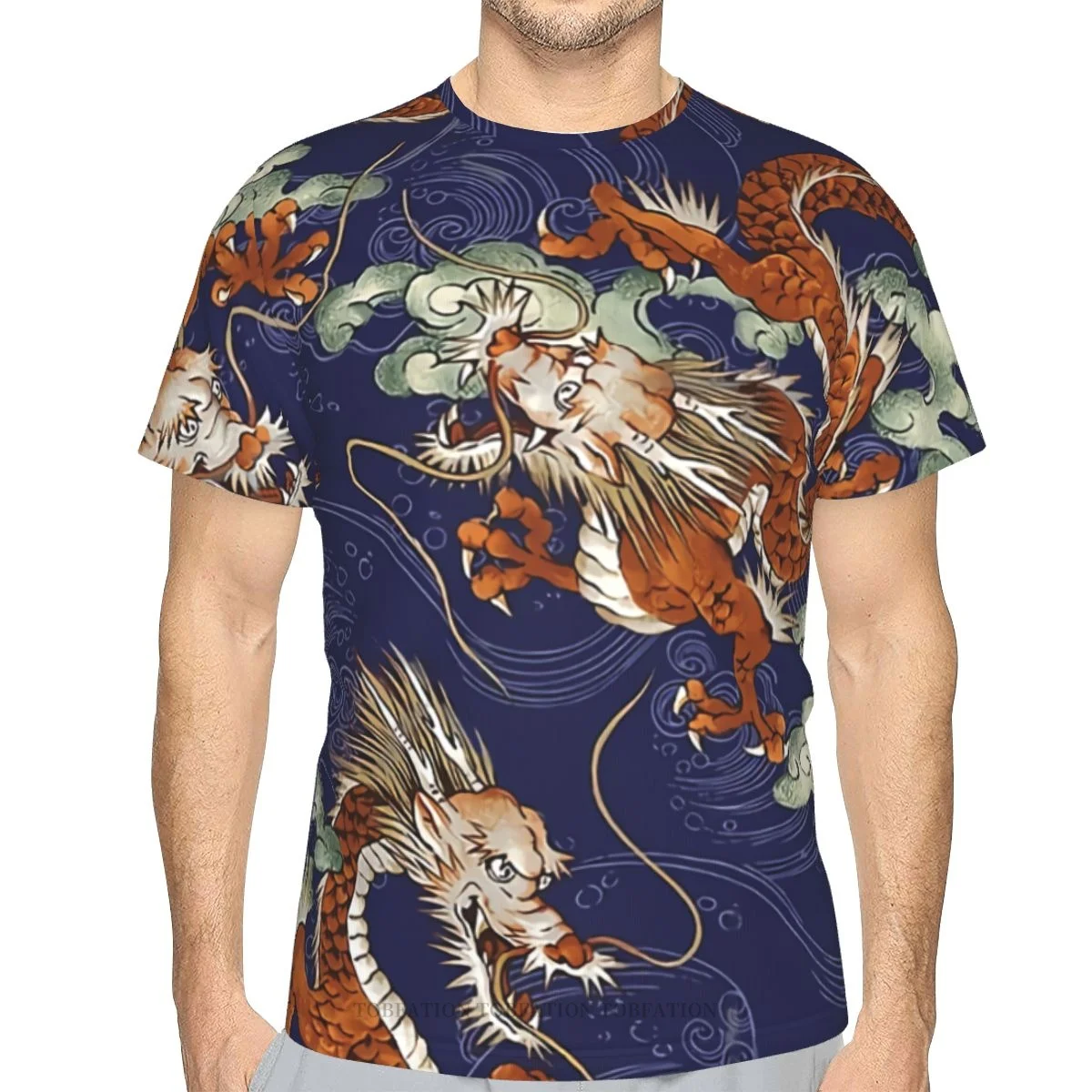 

Dragon Japanese Pattern Design Artwork 3D Printed T Shirt For Man Unisex Polyester Loose Fitness Tops Hip Hop Beach Male Tees