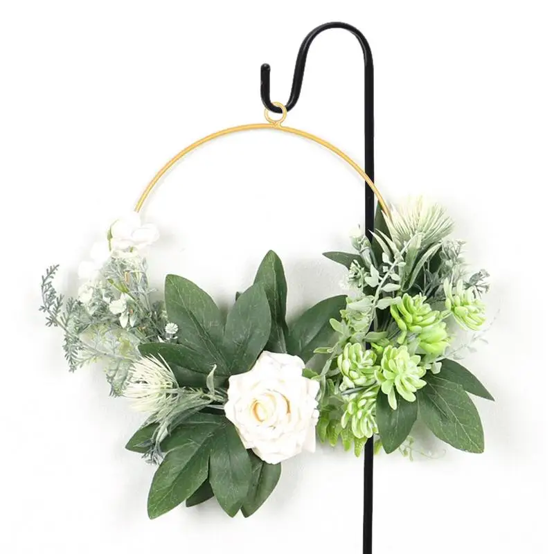 

New Product Simulation Iron Art Rose Succulent Wreath Home Living Room Wall Hang Home Living Room Wall Hang Valentines Day
