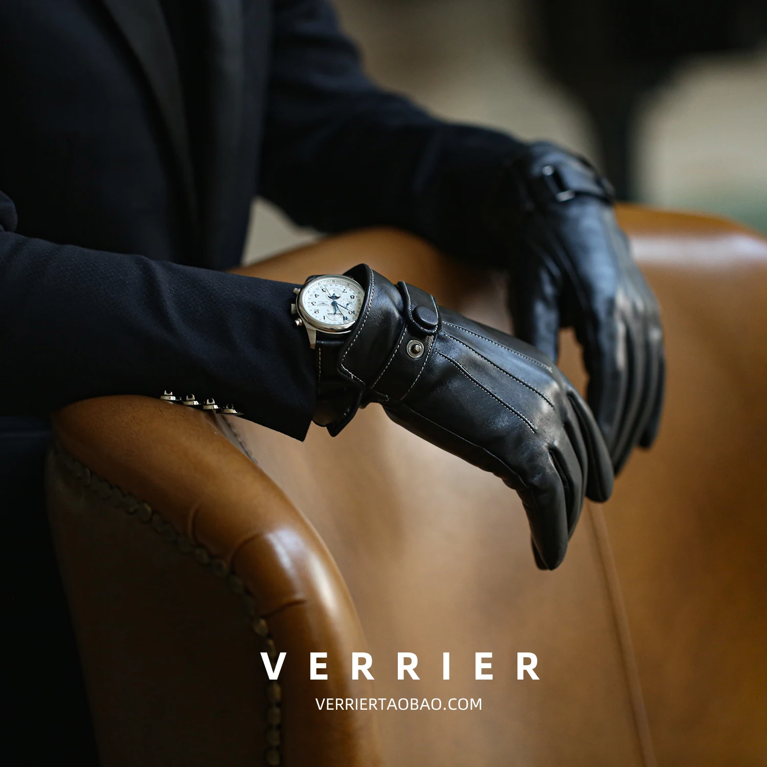 Leather gloves men's winter plus velvet warm touch screen riding winter sheepskin gloves men's gift box