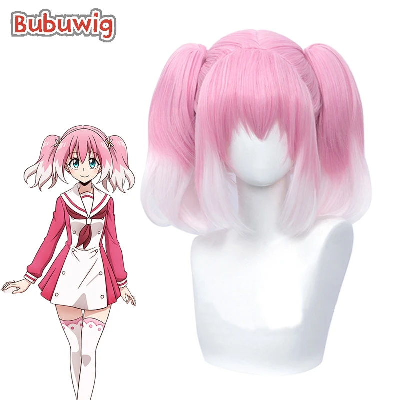 

Bubuwig Synthetic Hair Talentless Hiiragi Nana Cosplay Wig 40cm Pink Gradient White Ponytail Wigs Mixed Colored Heat Resistant