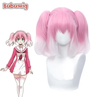 bubuwig synthetic hair talentless hiiragi nana cosplay wig 40cm pink gradient white ponytail wigs mixed colored heat resistant