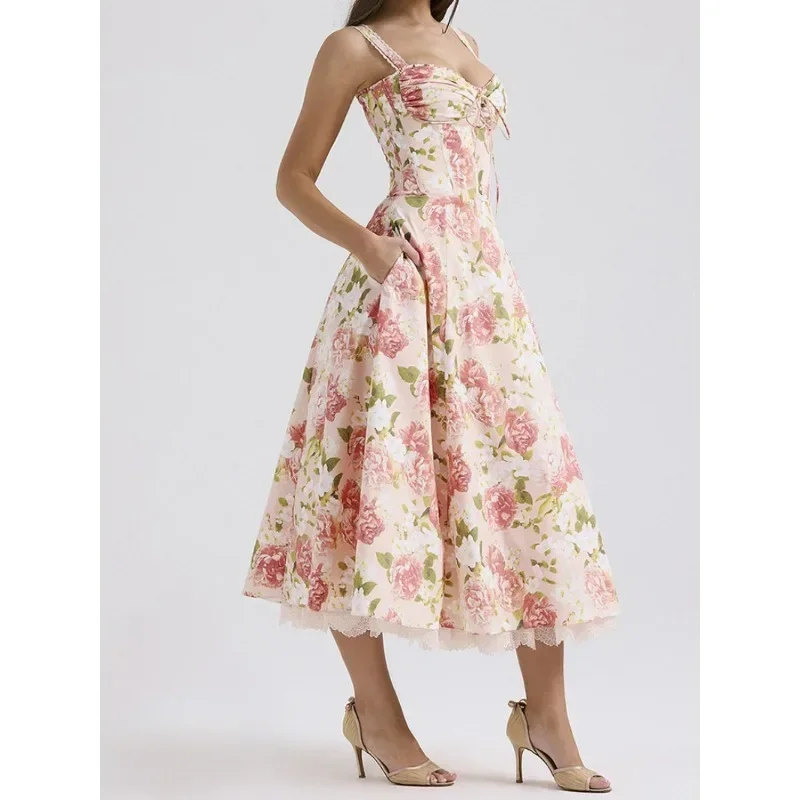 Женское кружевное платье-комбинация Элегантное Длинное платье с цветочным