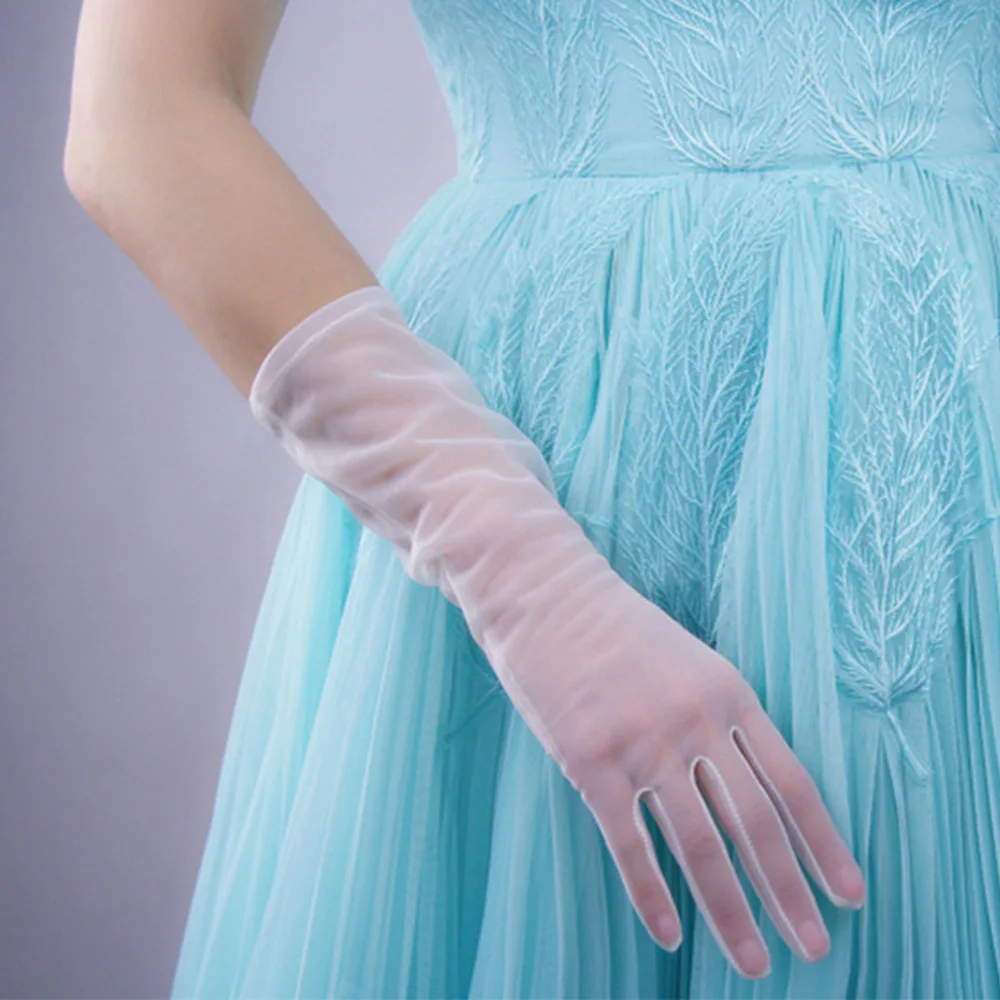 

Женские кружевные перчатки из искусственного шелка, черные свадебные УФ эластичные ультратонкие сетчатые перчатки, варежки, перчатки с искусственными пальцами