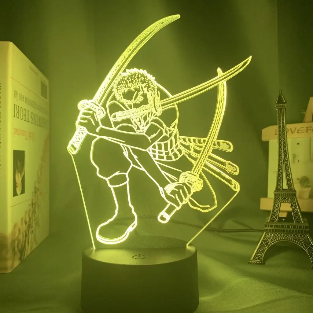 

Small Night Lamp Anime One Piece Sauron Three-Knife Flow Model Two-Dimensional Peripheral Decoration for Brothers Birthday Gift