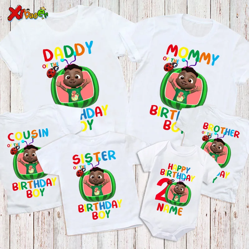 Family Matching Shirt  Birthday Party Shirt T-shirt  Together Family T-Shirt Outfits Custom Name Boys Party Clothes Family Look